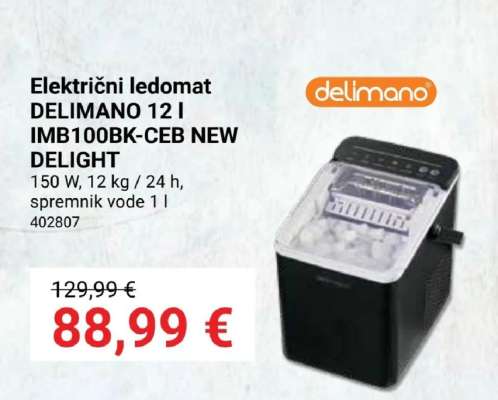 Električni ledomat DELIMANO 12 l IMB100BK-CEB NEW DELIGHT