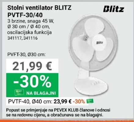 Stolni ventilator BLITZ PVTF-30/40