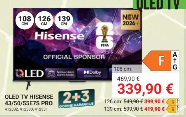 QLED TV HISENSE 43/50/55E7S PRO