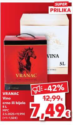 VRANAC Vino crno ili bijelo 5 L