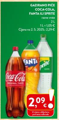Gazirano piće Coca-Cola Fanta ili Sprite
