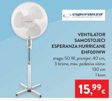Ventilator samostojeći Esperanza Hurricane EHF001WW
