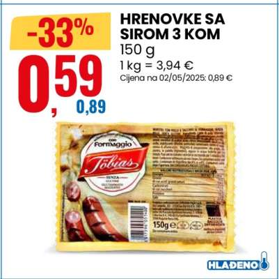 HRENOVKE SA SIROM 3 KOM