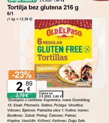 Tortilja bez glutena 216 g