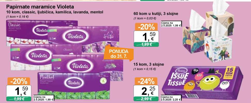 Papirnate maramice Violeta