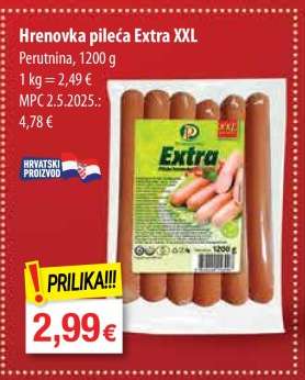Hrenovka pileća Extra XXL