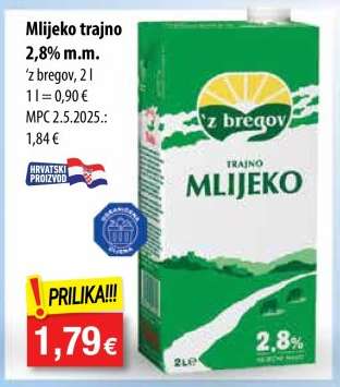 Mlijeko trajno 2,8% m.m.