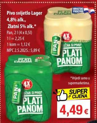 Pivo svijetlo Lager 4,8% alk, Zlatni 5% alk.