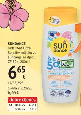 SUNDANCE Kids Med Ultra Sensitiv mlijeko za sunčanje za djecu ZF 50+, 200 ml