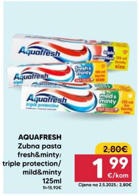 AQUAFRESH Zubna pasta fresh&minty/triple protection/mild&minty