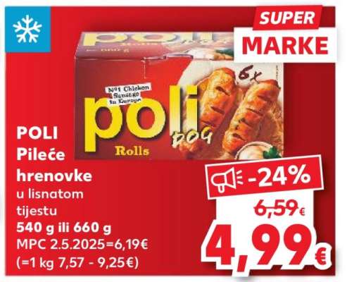 POLI Pileće hrenovke u lisnatom tijestu