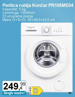 Perilica rublja Končar PR105ME04