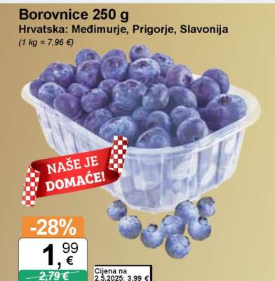 Borovnice 250 g