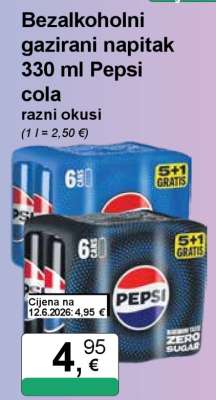 Bezalkoholni gazirani napitak 330 ml Pepsi cola