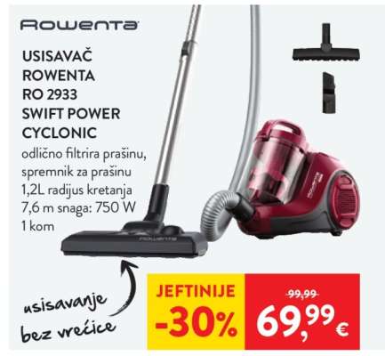 USISAVAČ ROWENTA RO 2933 SWIFT POWER CYCLONIC