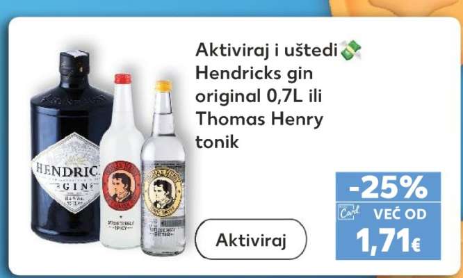 Hendricks gin original 0,7L ili Thomas Henry tonik