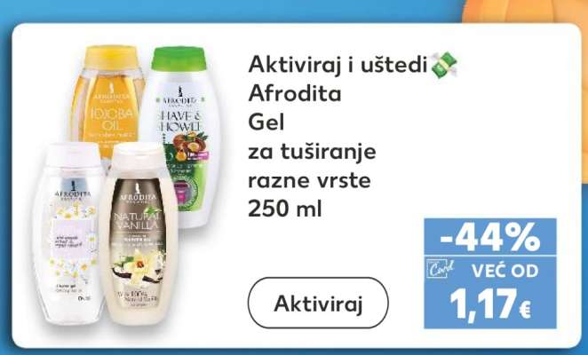 AFRODITA Gel za tuširanje razne vrste 250 ml