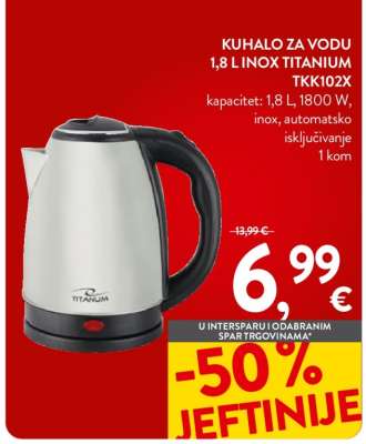 KUHALO ZA VODU 1,8 L INOX TITANIUM TKK102X