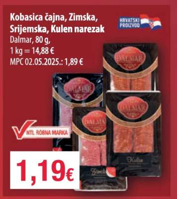 Kobasica čajna, Zimska, Srijemska, Kulen narezak