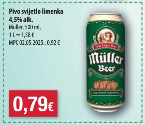 Pivo svijetlo limenka 4,5% alk.
