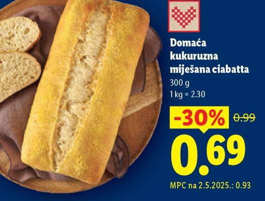 Domaća kukuruzna miješana ciabatta