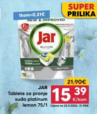 JAR Tablete za pranje suđa platinum lemon 75/1