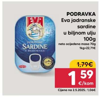 PODRAVKA Eva jadranske sardine u biljnom ulju 100g