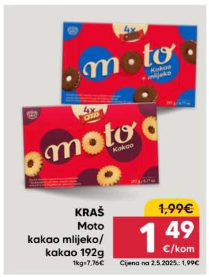 KRAŠ Moto kakao mlijeko/kakao 192g