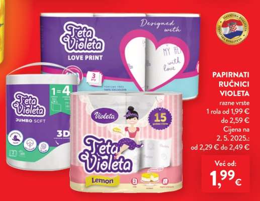 Papirnati ručnici Violeta