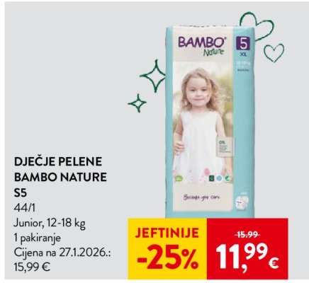 DJEČJE PELENE BAMBO NATURE S5