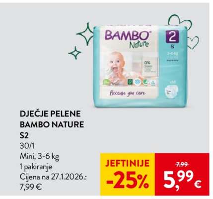 DJEČJE PELENE BAMBO NATURE S2