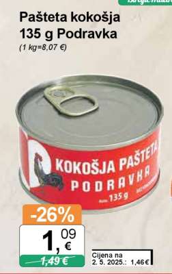 Pašteta kokošja 135 g Podravka