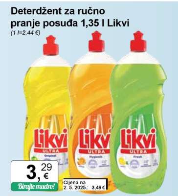 Deterdžent za ručno pranje posuđa 1,35 l Likvi