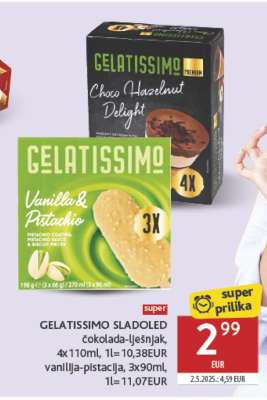 GELATISSIMO SLADOLED čokolada-lješnjak