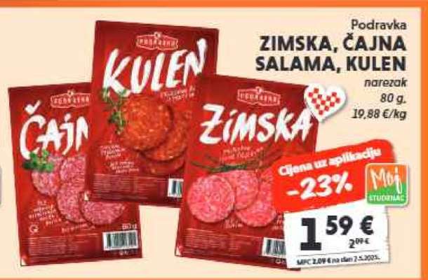 Podravka ZIMSKA, ČAJNA SALAMA KULEN