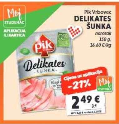 Pik Vrbovec DELIKATES ŠUNKA