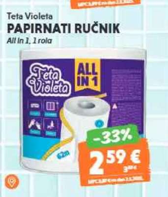 TETA VIOLETA PAPIRNATI RUČNIK