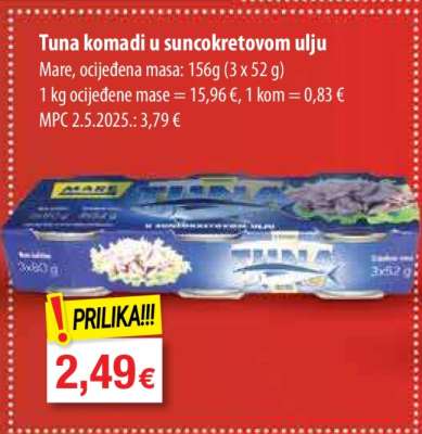 Tuna komadi u suncokretovom ulju