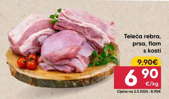 Teleća rebra, prsa, flam s kosti