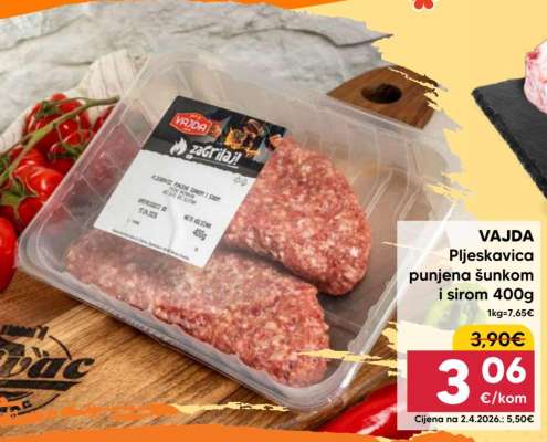 VAJDA Pljeskavica punjena šunkom i sirom 400g