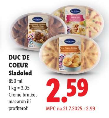 DUC DE COEUR Sladoled