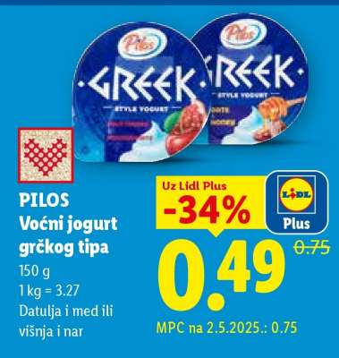 PILOS Voćni jogurt grčkog tipa