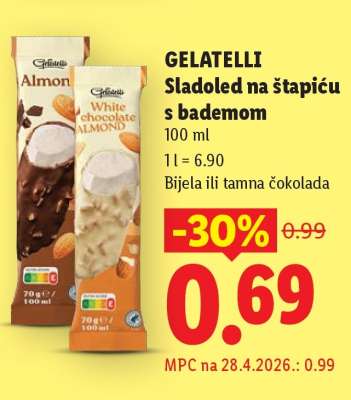 GELATELLI Sladoled na štapiću s bademom