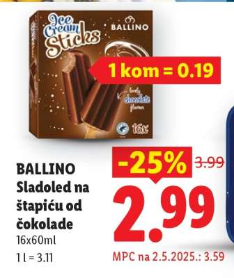 BALLINO Sladoled na štapiću od čokolade