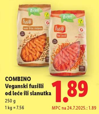 COMBINO Veganski fusilli od leće ili slanutka