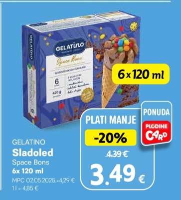 GELATINO Sladoled Space Bons 6x120 ml