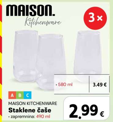 MAISON KITCHENWARE Staklene čaše