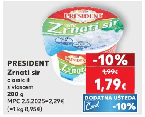 PRESIDENT Zrnati sir
