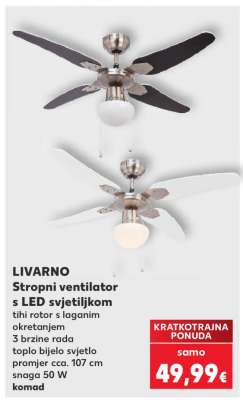 LIVARNO Stropni ventilator s LED svjetiljkom