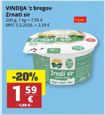 VINDIJA ‘z bregov Zrnati sir